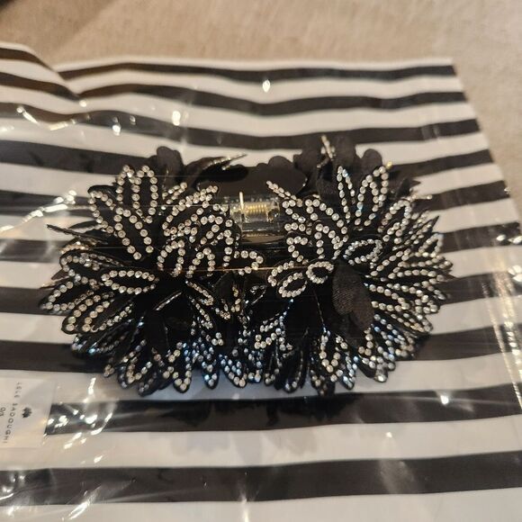 New Lele Sadoughi Crystak Dahlia Claw Clip Hair Black main image 2